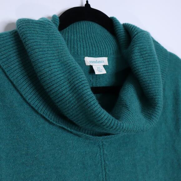 SUNDANCE Cowl Neck Cashmere Sweater Teal Oversized Long Sleeve Women's XS - Picture 5 of 9